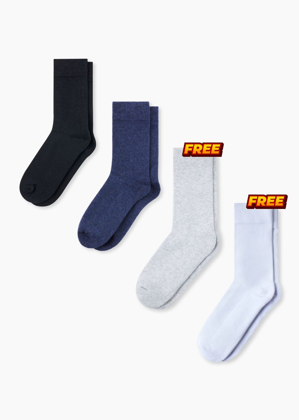 Black, Navy Blue, Grey, White BUNDLE (4 Pack)